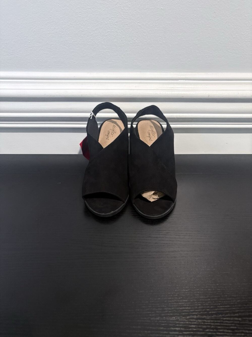 Dex Flex Comfort Women's Black Suede 3" Open Toe Slip On Mule High Heels, Size 7